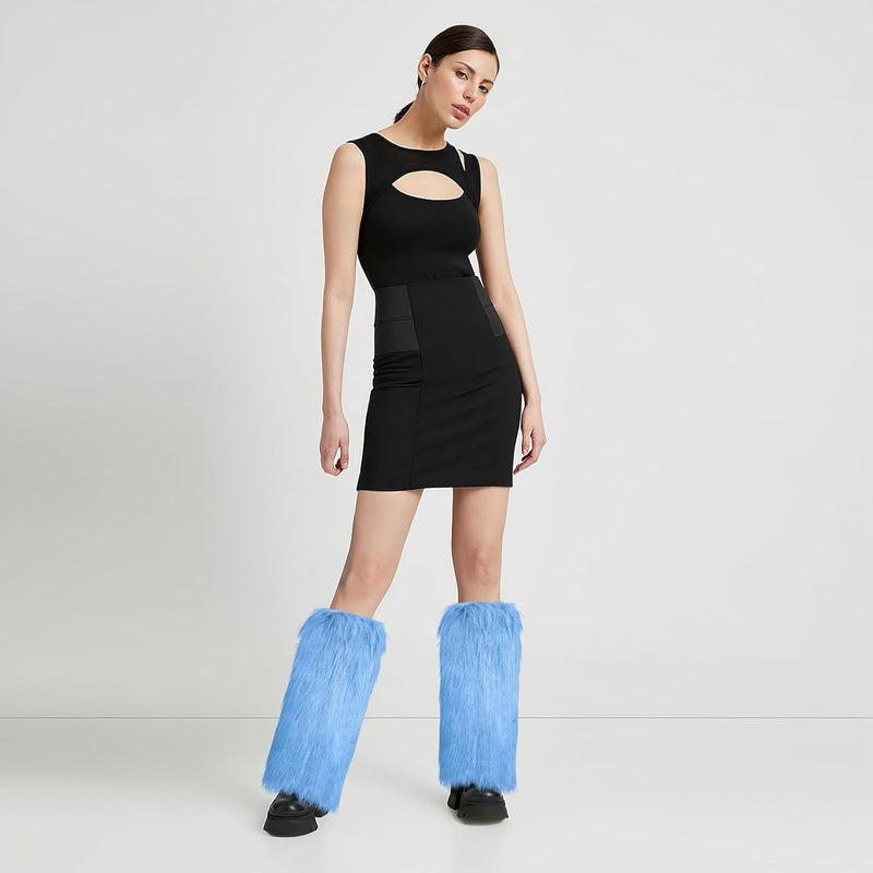 XEPST Faux Fur Fuzzy Leg Warmers Furry Boot Covers for Women, Warm Fuzzy Boot Cuff Boot Sleeves Leg Warmers for Party Costume - Image 5